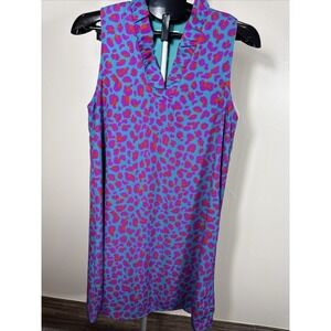 FSL + Apparel Womens Large Dress Animal Print Ruffle V Neck Sleeveless